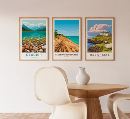 Sleeping Bear Dunes Travel Poster - Michigan Attraction