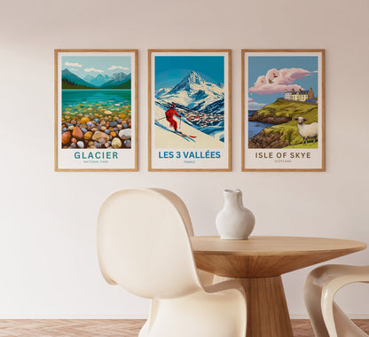 Les 3 Vallées Travel Poster- Glide Through the Heart of the Alps