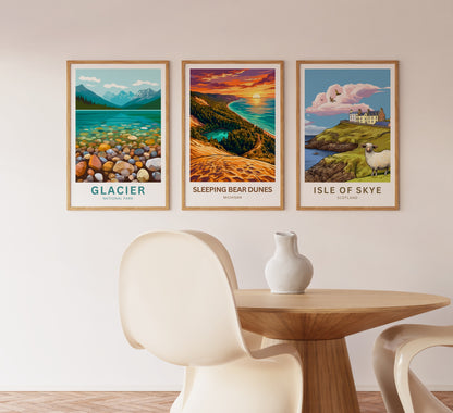 Sleeping Bear Dunes Travel Poster - Beautiful Sunset