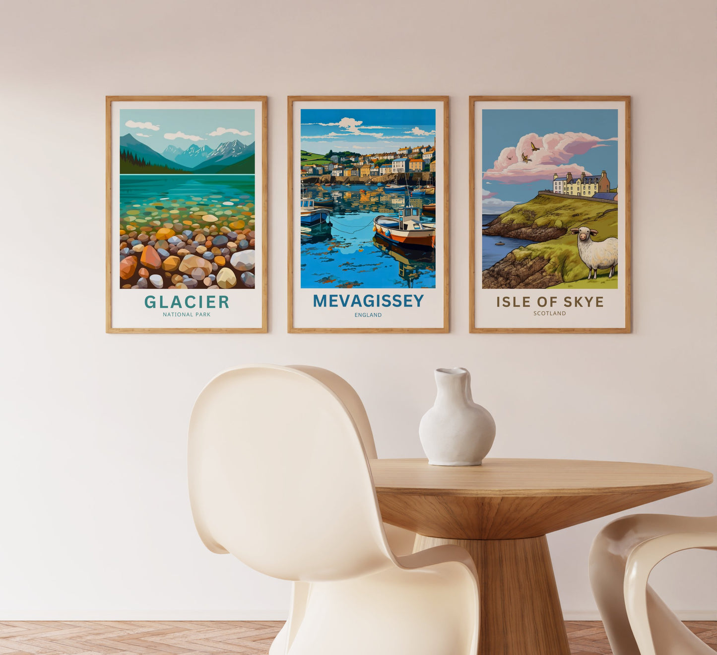 Mevagissey Travel Poster- Fishing Harbor and  Village