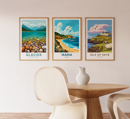 Ikaria Beach Travel Poster  - Sunlit Horizon