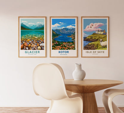Kotor Travel Poster -   Montenegro Aerial Town View