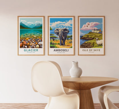 Amboseli National Park Travel Poster  - Tusker’s Pride, Kilimanjaro’s Might