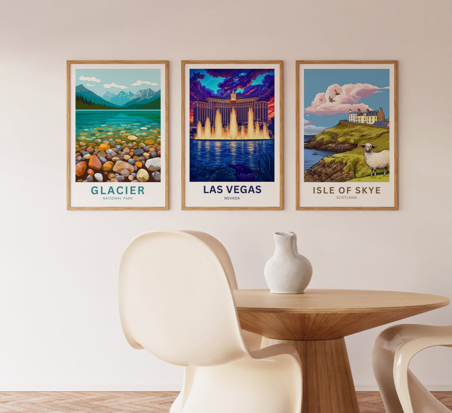 Las Vegas Travel Poster - Captivating Evening View of Bellagio fountains Nevada