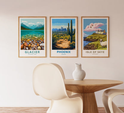 Phoenix Travel Poster - Arizona Desert Sun & Skyline