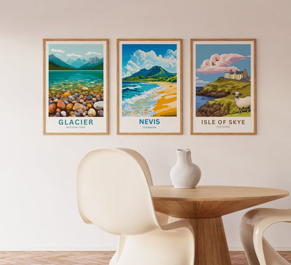 Nevis Travel Poster - Breathtaking Beach View in Caribbean Island