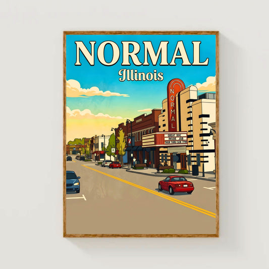 Normal, Illinois Vintage Travel Poster - Middle of the Day Street View