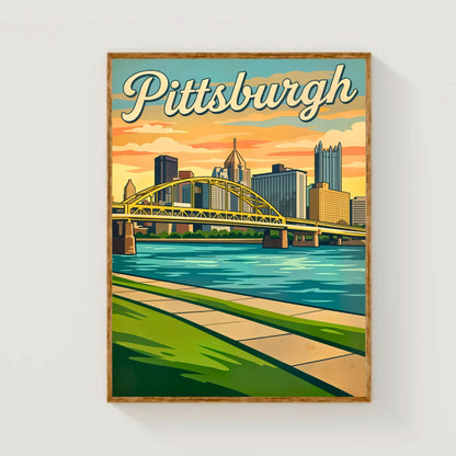 Pittsburgh Vintage Travel Poster- Landmark Bridge