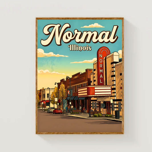 Normal, Illinois Vintage Travel Poster - Golden Afternoon Street View