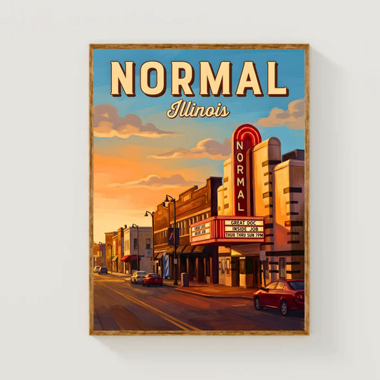 Normal, Illinois Vintage Travel Poster - Afternoon Streets Vibe