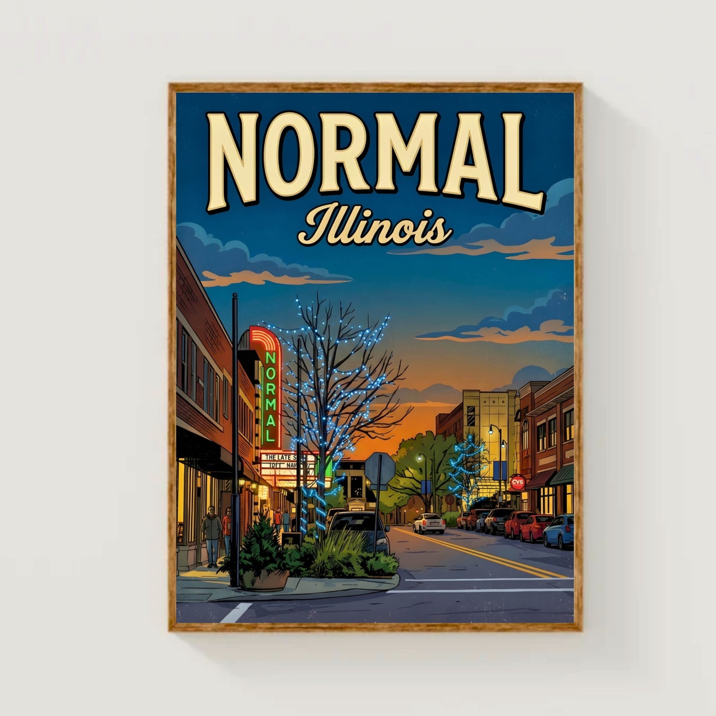 Normal, Illinois Vintage Travel Poster - Uptown Lights