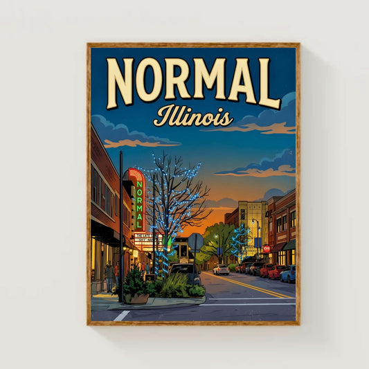 Normal, Illinois Vintage Travel Poster - Uptown Lights
