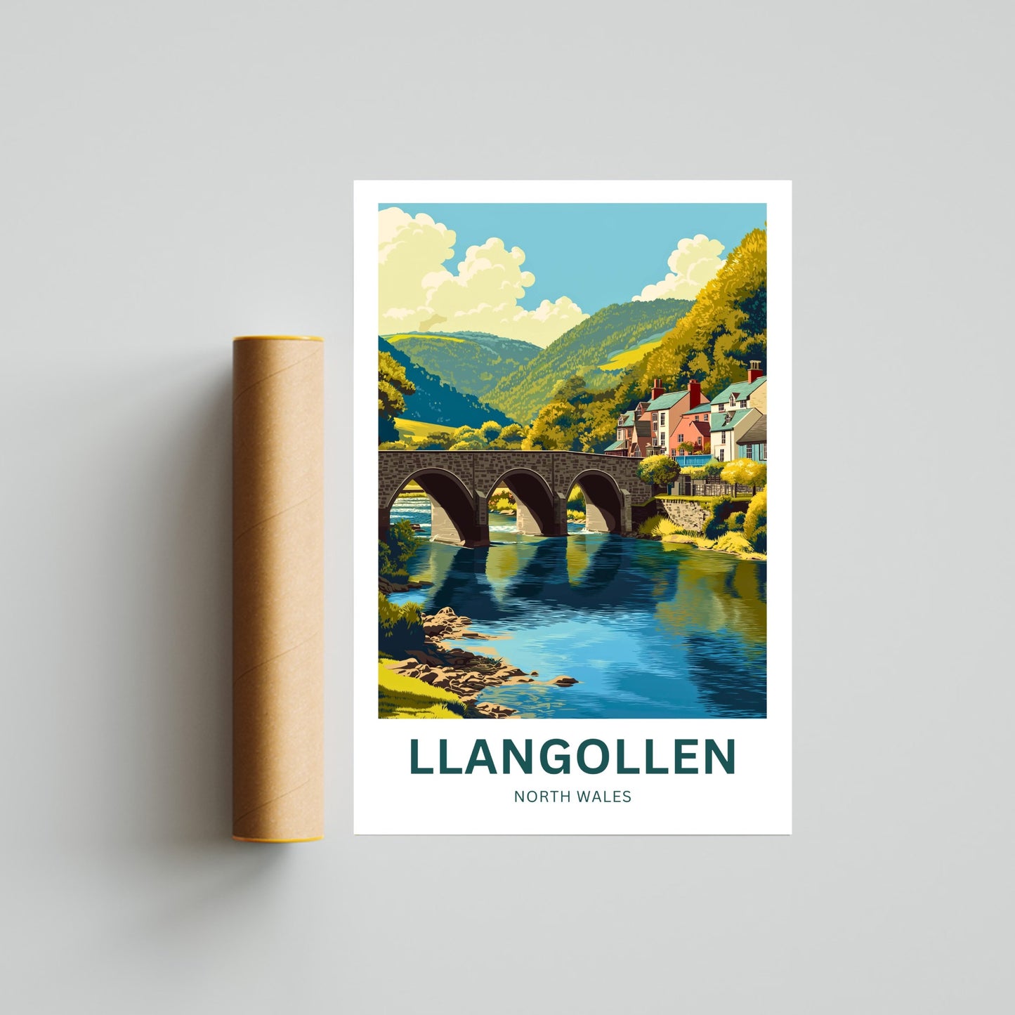 Llangollen Travel Poster - Captivating River Tranquility