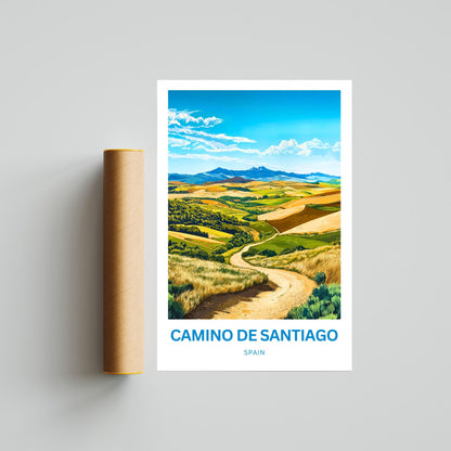 Camino de Santiago Travel Poster - The Way to Santiago: A Landscape of Tranquility