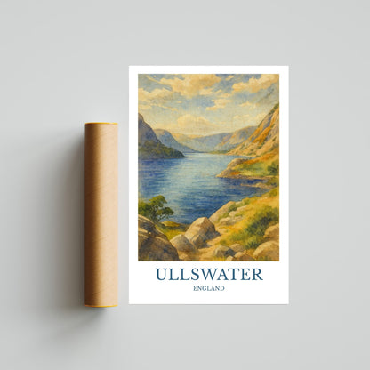 Ullswater, Watercolor design poster, Lake District Print, Ullswater Wall Art