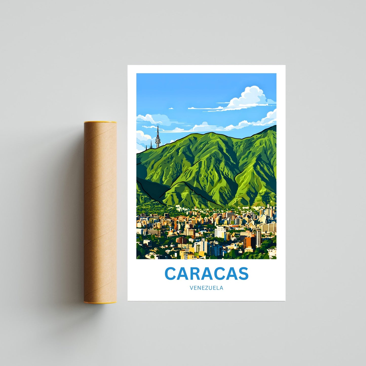 Caracas Travel Poster - City of Peaks and Valleys