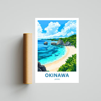 Okinawa Beach Travel Poster  - Ocean Harmony