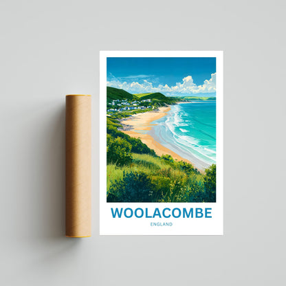 Woolacombe Travel Poster - Charming Village and Shores