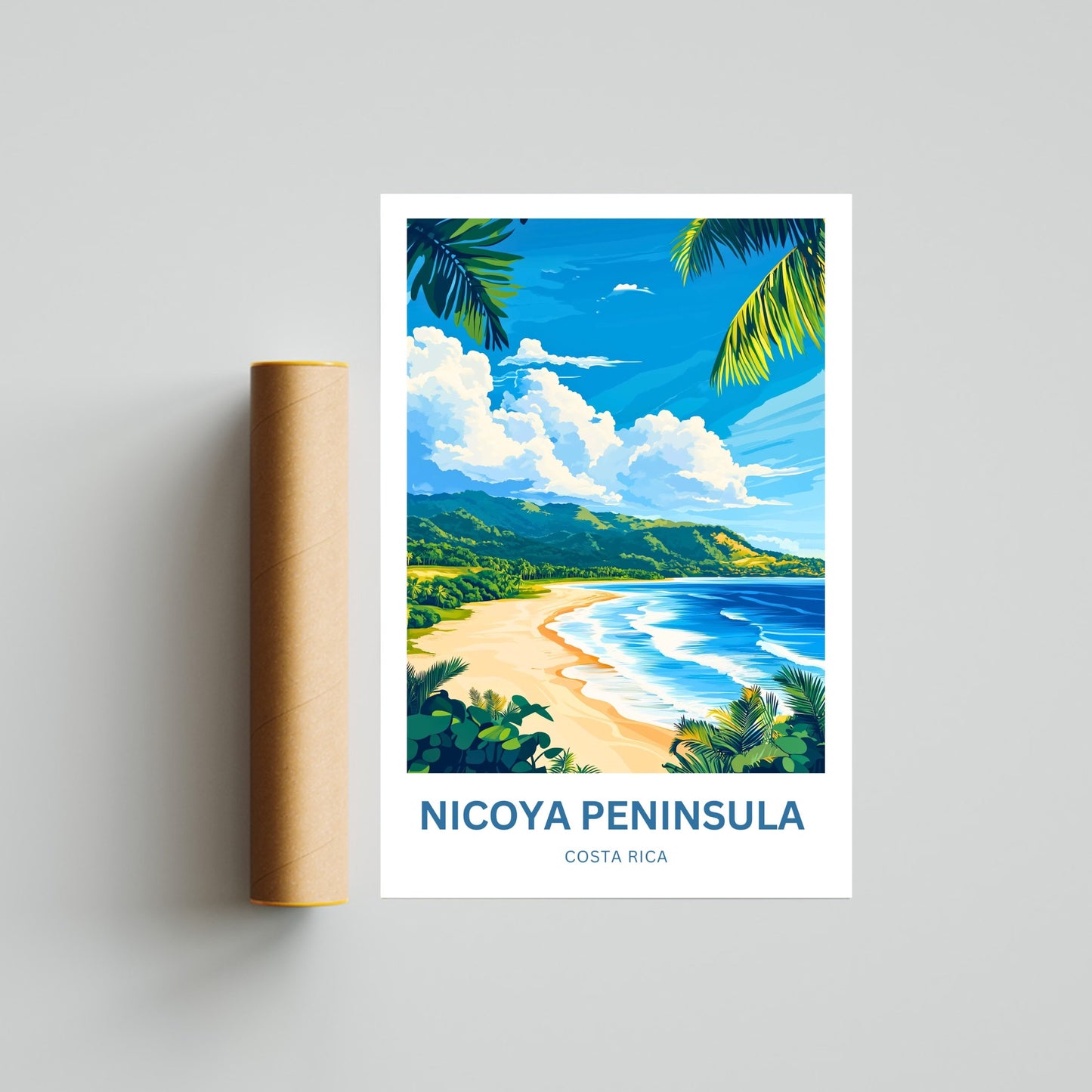 Nicoya Peninsula Travel Poster  - Costa Rica Stunning Beach View