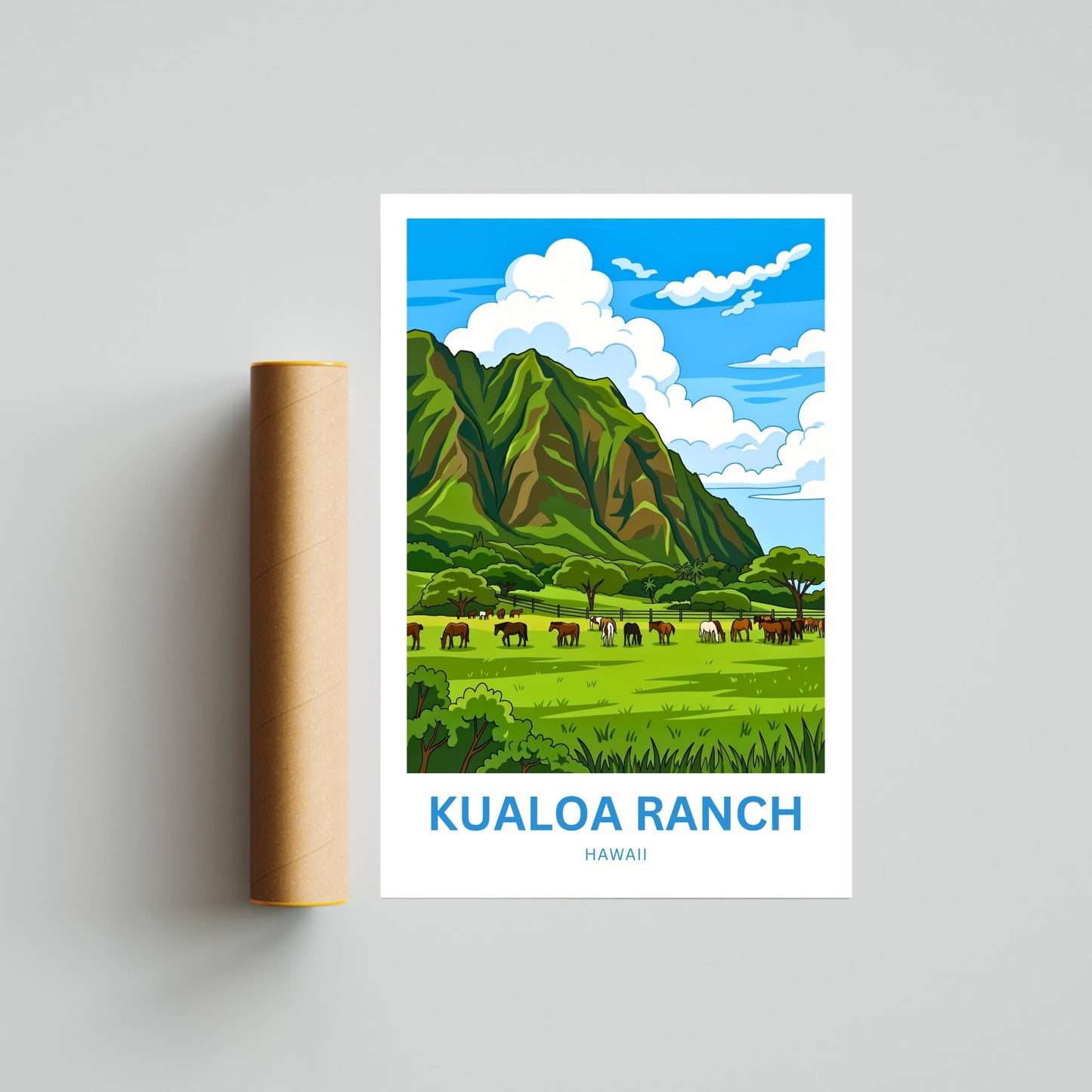 Kualoa Ranch  Travel Poster - Captivating Landscape
