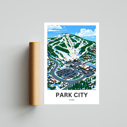 Park City Travel Poster -Park West Ski Resort