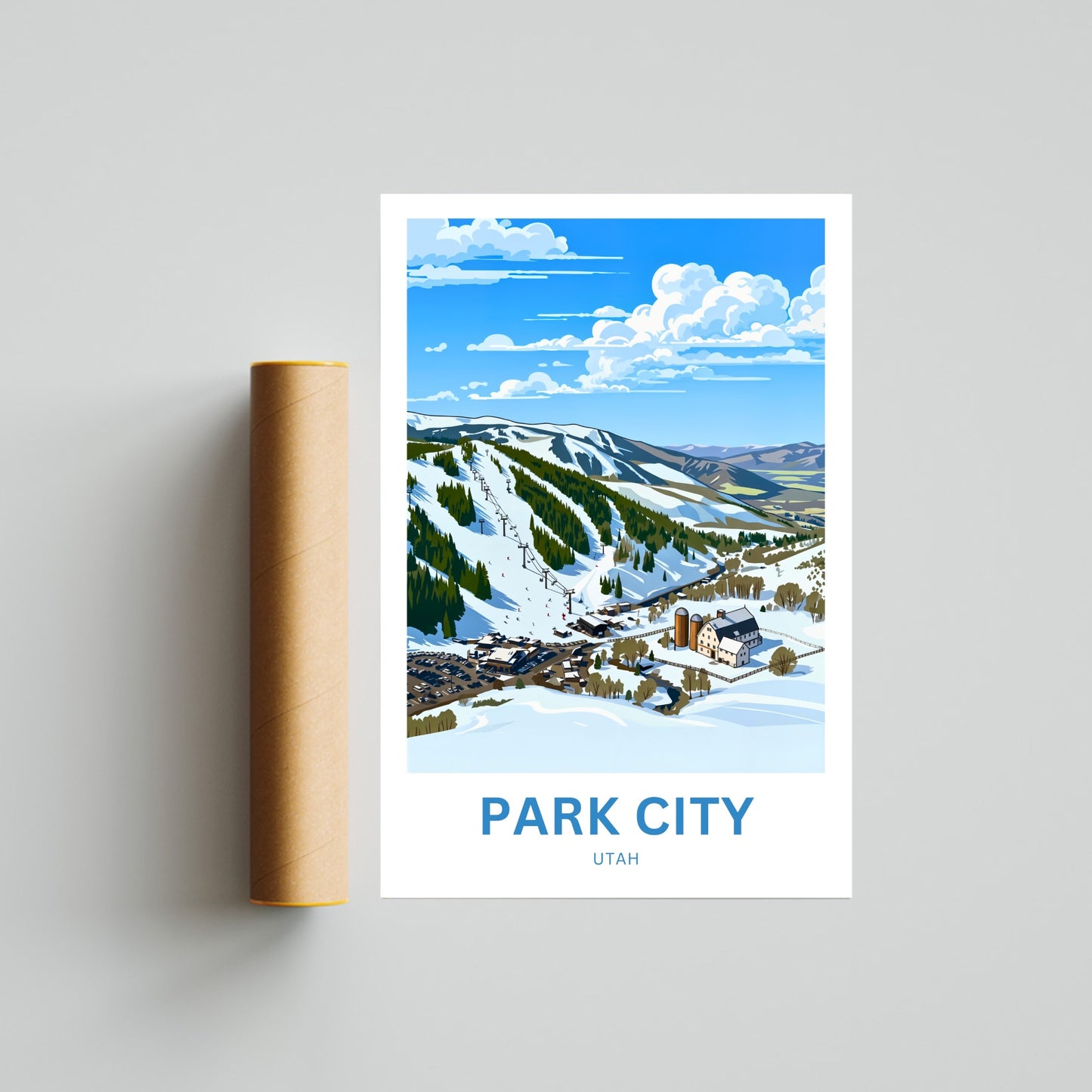 Park City Travel Poster - Ski Mountain View
