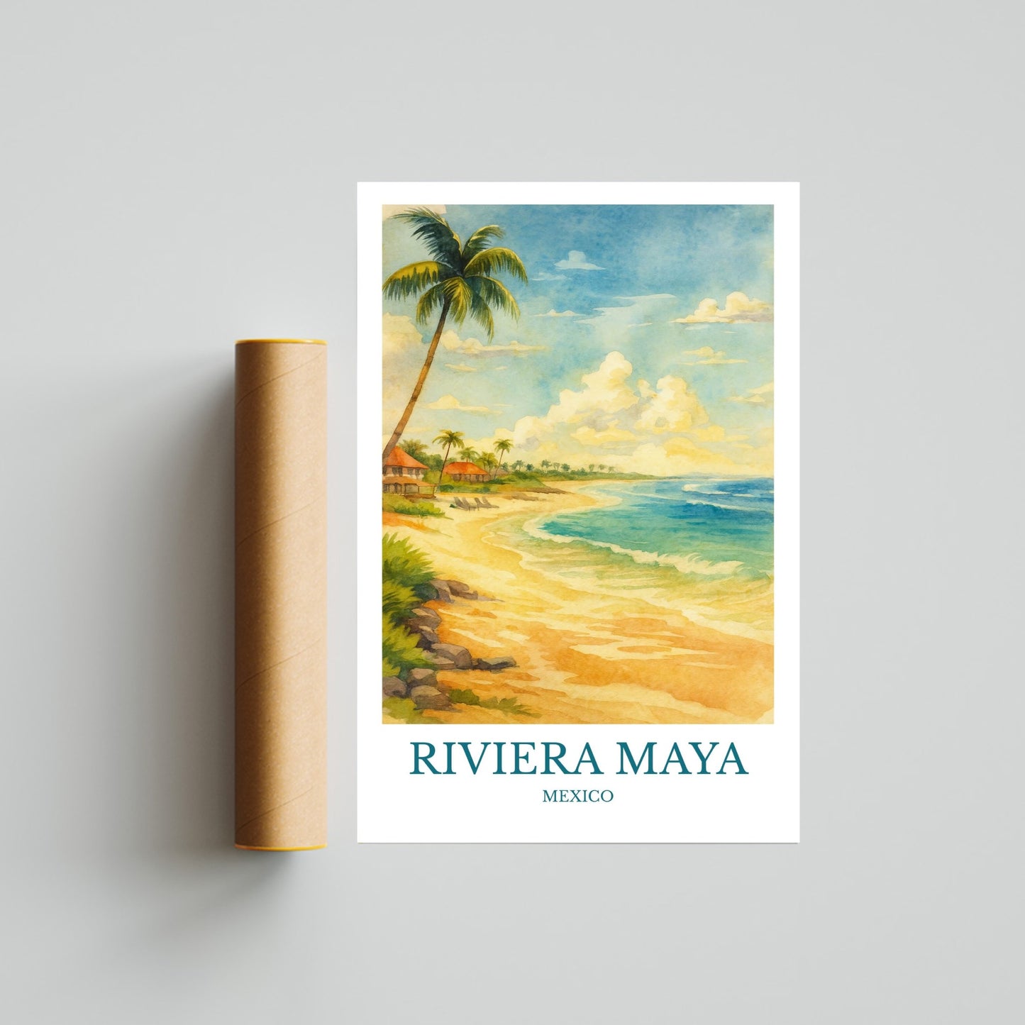 Riviera Maya, Watercolor design poster, Mexico Print, Riviera Maya Wall Art