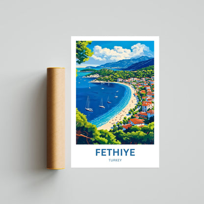 Fethiye Travel Poster - Charming Turkey's Coastal Town View