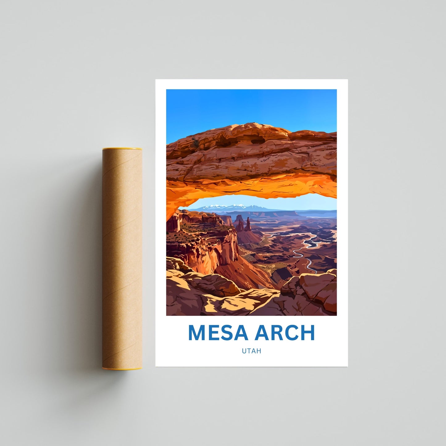 Mesa Arch Travel Poster -   Captivating Golden View, Utah