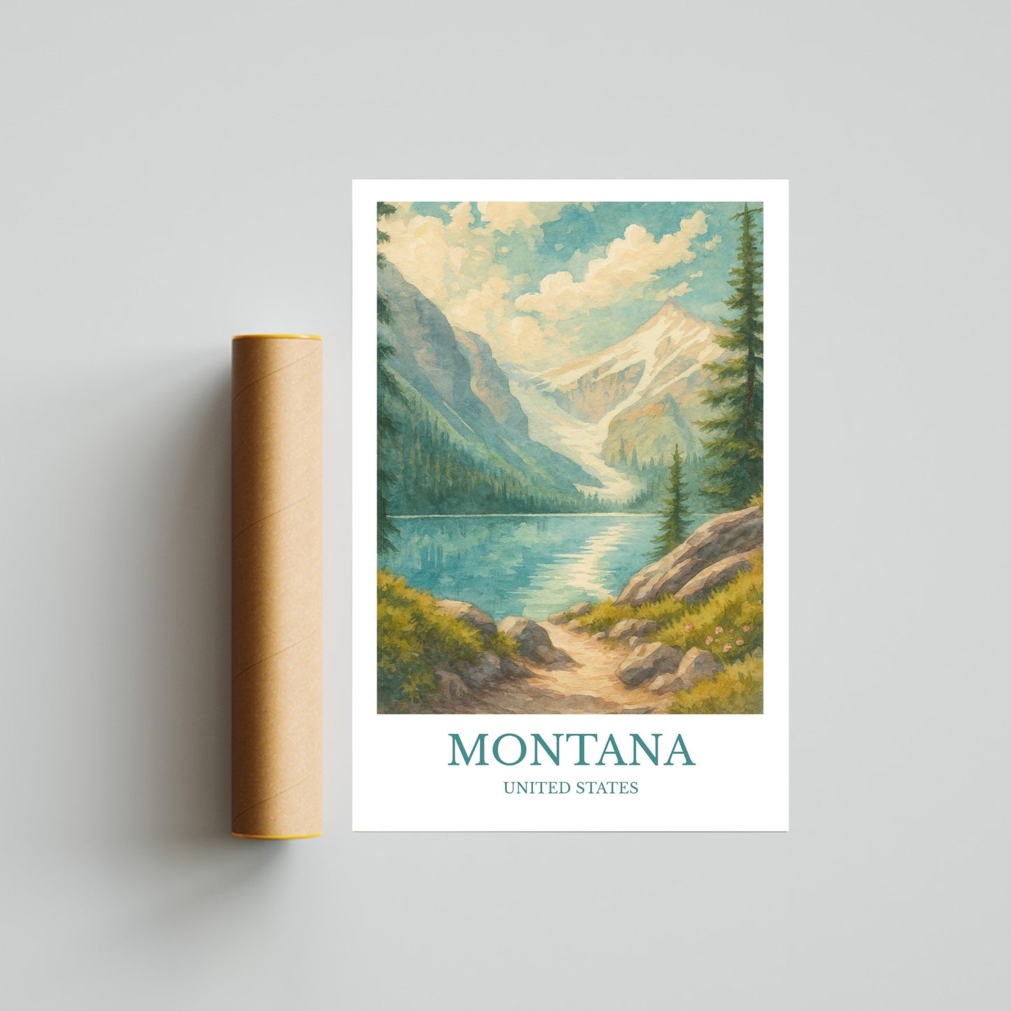 Montana, Watercolor design poster, Big Sky Print, Montana Wall Art