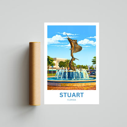 Stuart, Florida  Travel Poster - Sailfish Capital of the World