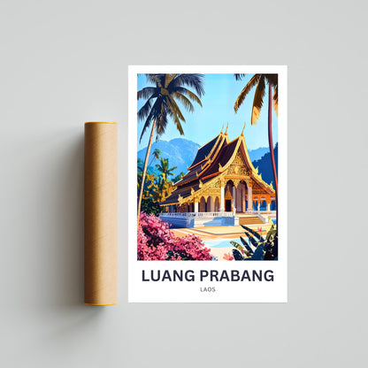 Luang Prabang Travel Poster - Mesmerizing Laos Temple