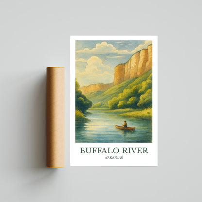 Buffalo River, Watercolor design poster, Arkansas Print, Buffalo River Wall Art