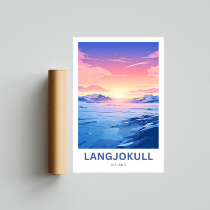 Langjökull Travel Poster - Frozen Majesty