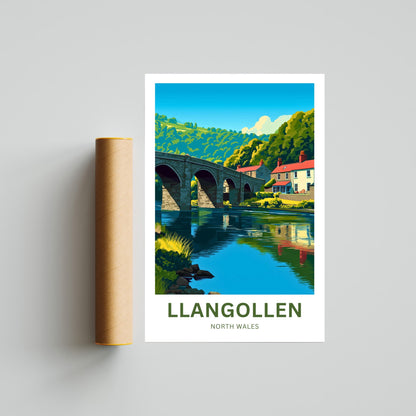 Llangollen Travel Poster - North Wales Bridge Over the Dee