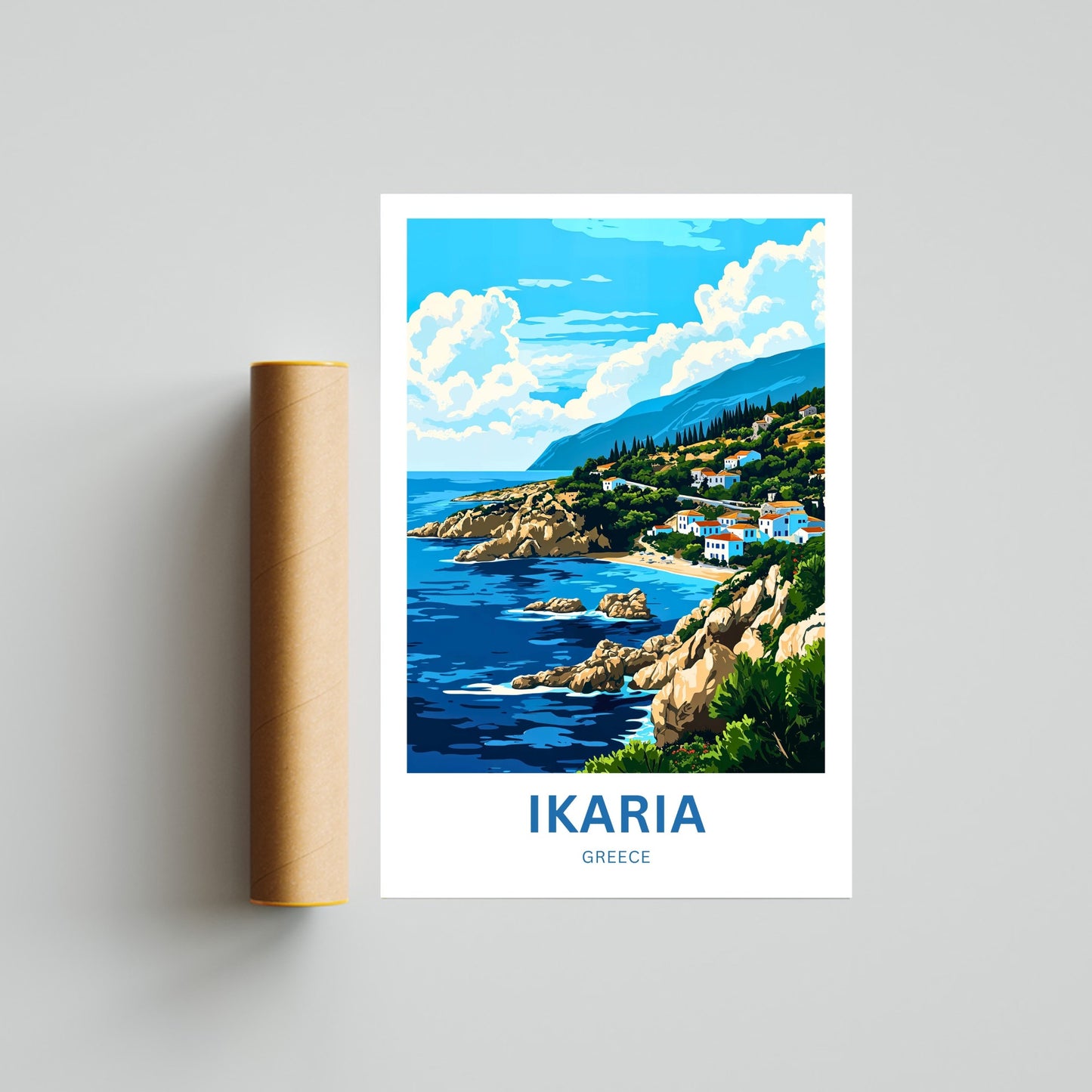 Ikaria Beach Travel Poster  - Greece