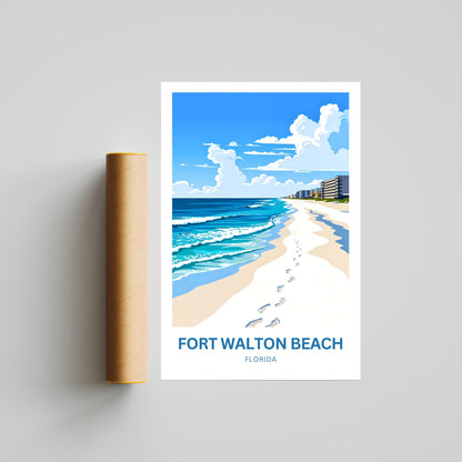 Fort Walton Beach Travel Poster - Beachside Memories