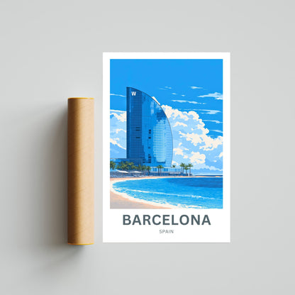 Barcelona Travel Poster  - Seaside Elegance
