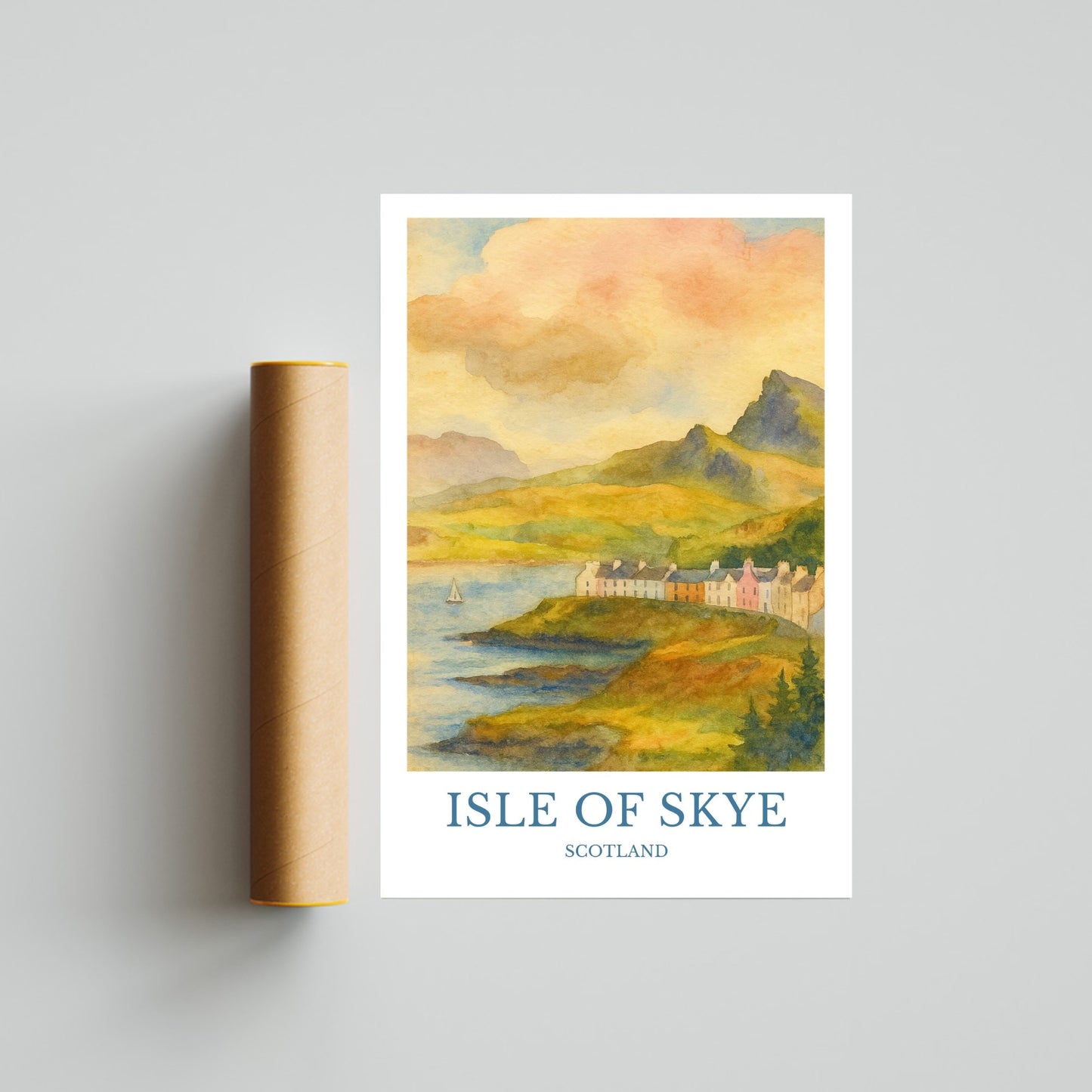 Isle of Skye, Watercolor design poster, Scotland Print, Isle of Skye Wall Art
