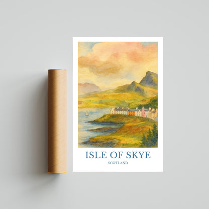 Isle of Skye, Watercolor design poster, Scotland Print, Isle of Skye Wall Art