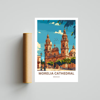 Morelia Cathedral Travel Poster - Spiritual Haven