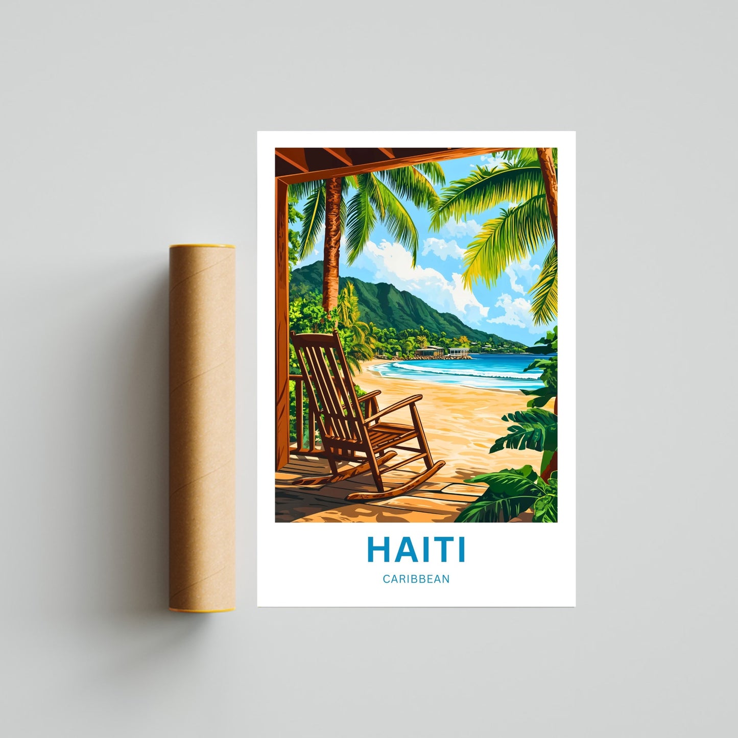 Haiti Travel Poster - Caribbean Waves of Calm