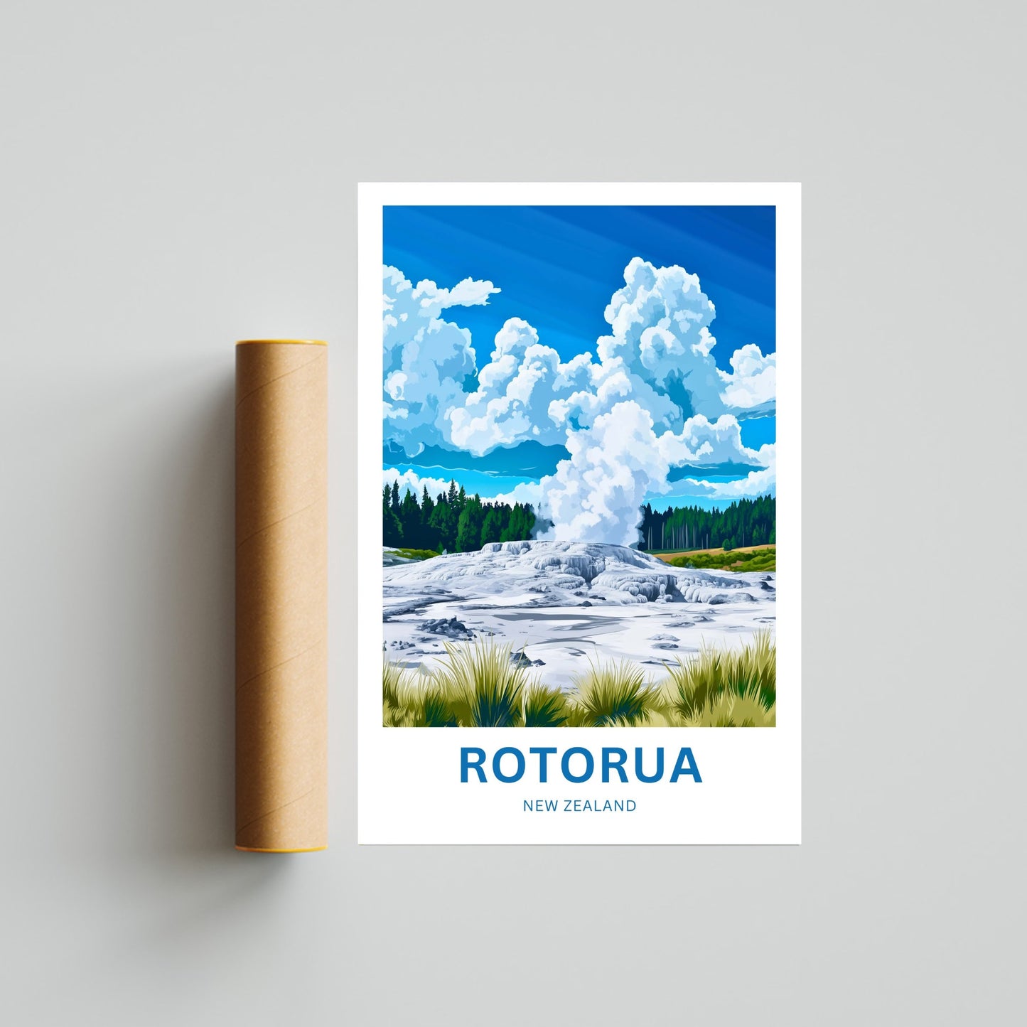 Rotorua Travel Poster - Geothermal Wonderland