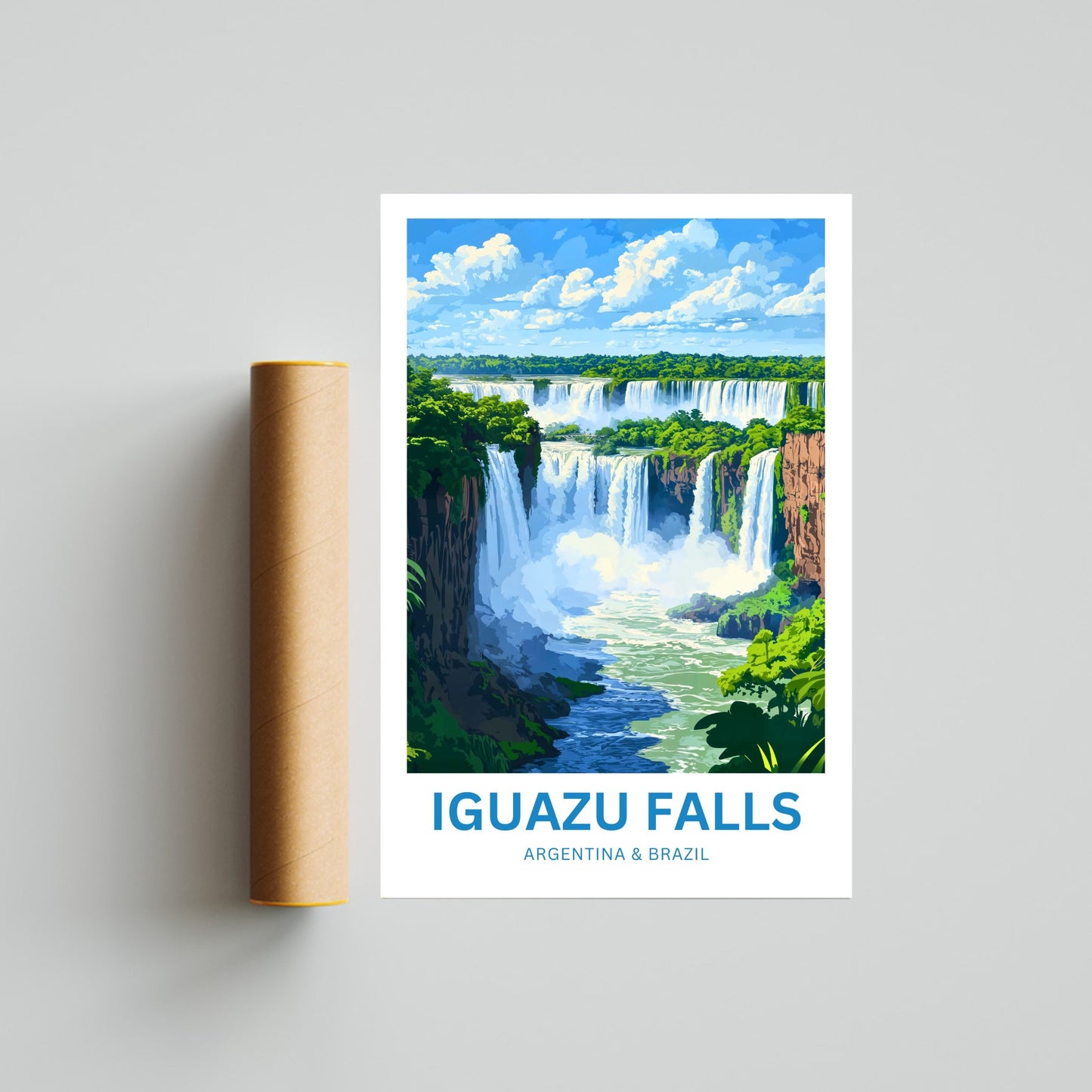 Iguazu Falls Travel Poster - A Symphony of Waterfalls
