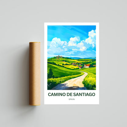 Camino de Santiago Travel Poster - The Heart of the Camino: Picturesque Villages on the Pilgrim’s Path