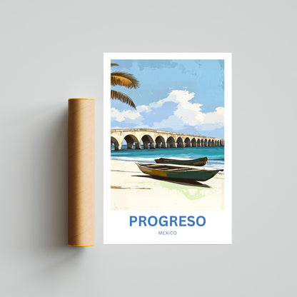 Progreso Travel Poster -  Mexico Endless Pier, Endless Summer