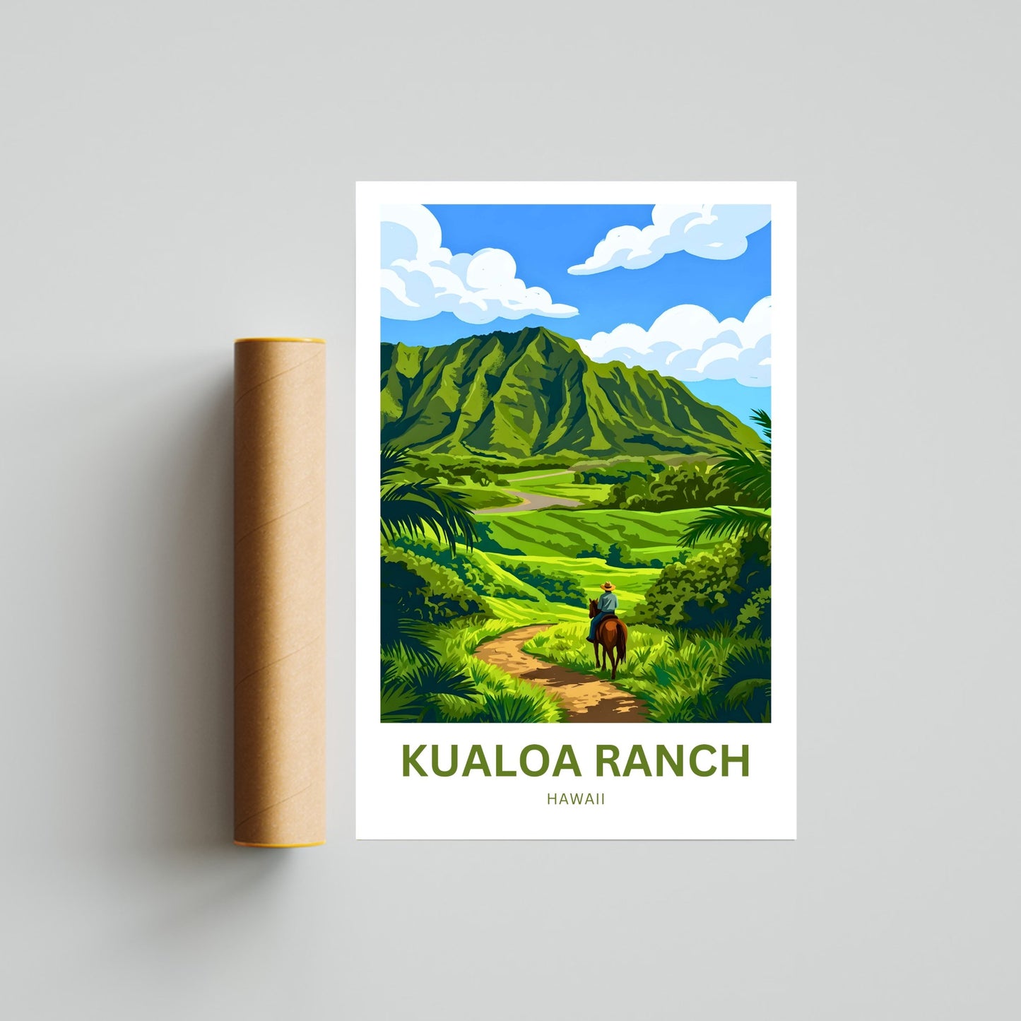 Kualoa Ranch  Travel Poster - Majestic Koʻolau