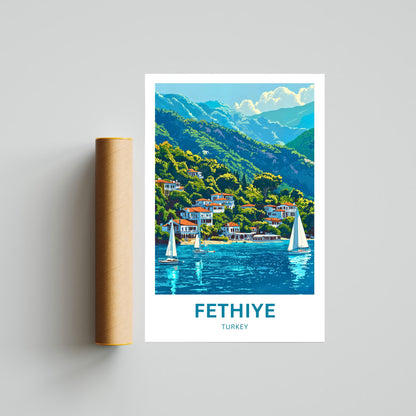 Fethiye Travel Poster - Breathtaking Coast Village Turkey