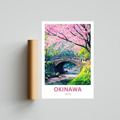 Okinawa Travel Poster  - Captivating Bridge of Springtime