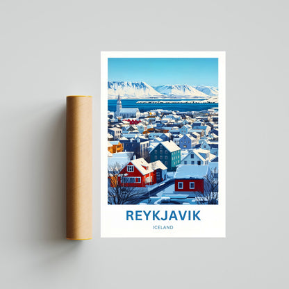 Reykjavik Travel Poster  - Charming City Escape of Iceland